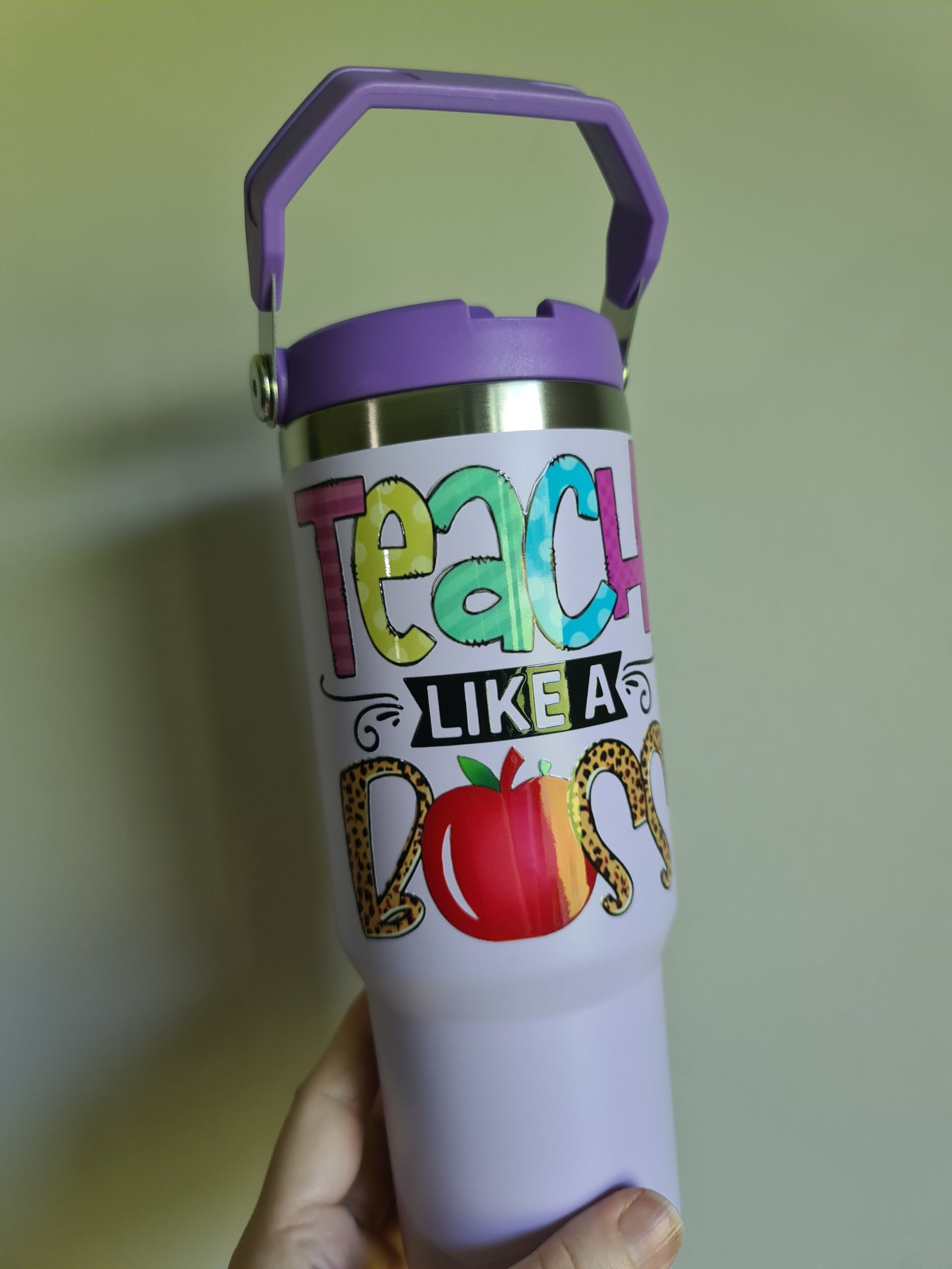 'Teach like a boss' Handmade Maori design Drink Bottle 840ml