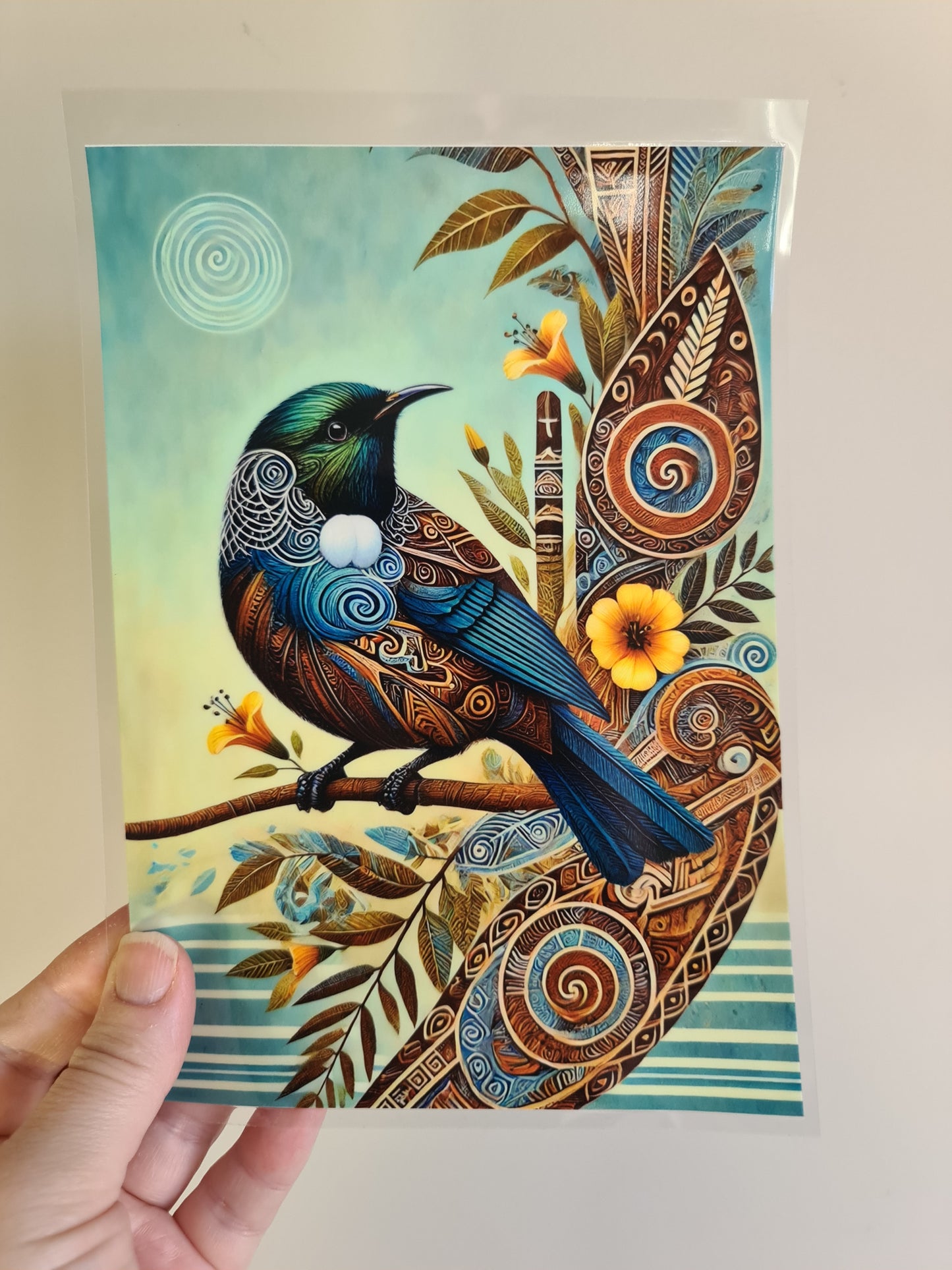 UV dtf Maori design A5 size 21cmx 14.8cm #398 bird