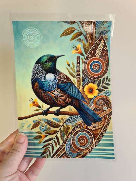 UV dtf Maori design A5 size 21cmx 14.8cm #398 bird