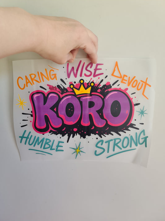 Sublimation custom Maori design Iron on 30cm Koro