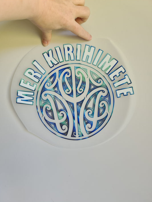 CHRISTMAS - Custom Maori design Iron on DTF 30cm for clothing