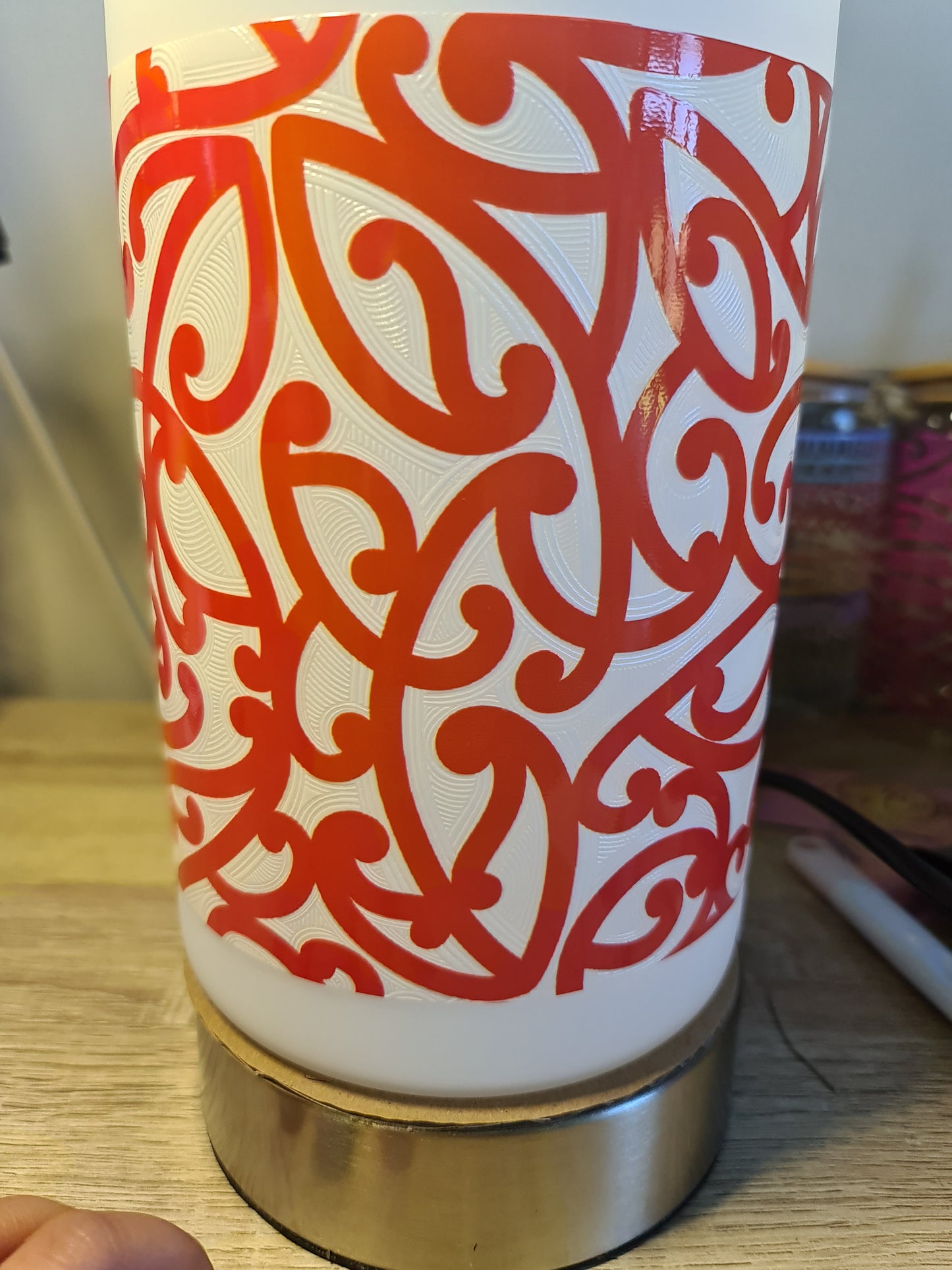 Maori design touch lamp - Red Koru