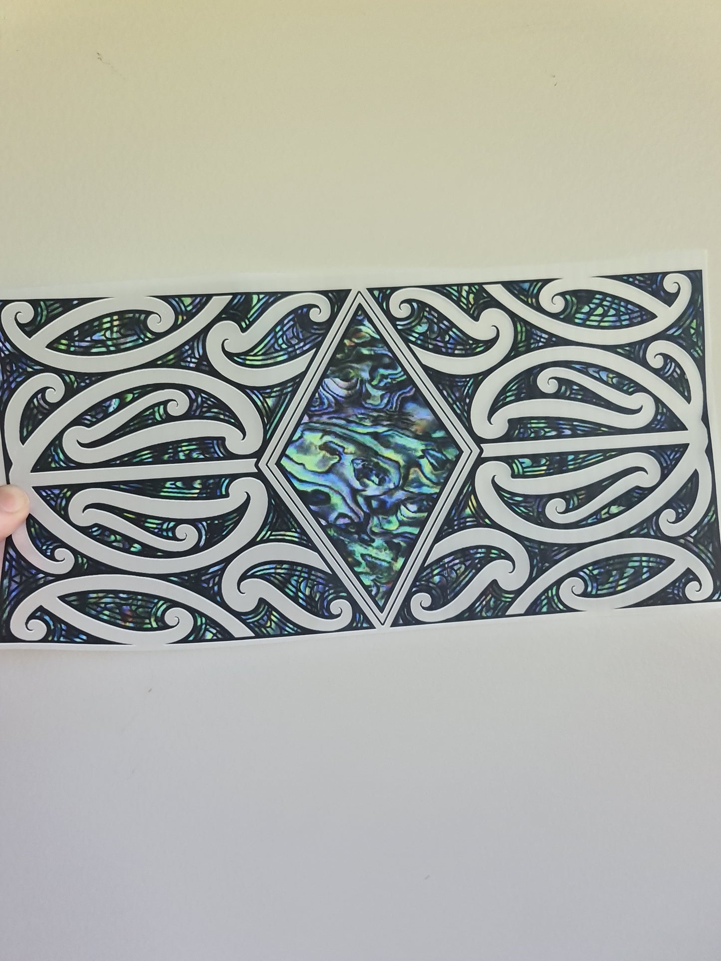 Sublimation custom Maori design Iron on 30cm paua black outline
