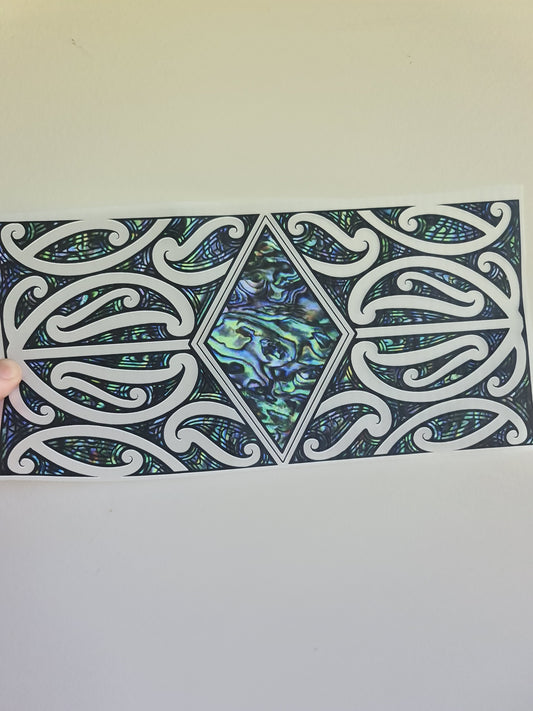 Sublimation custom Maori design Iron on 30cm paua black outline