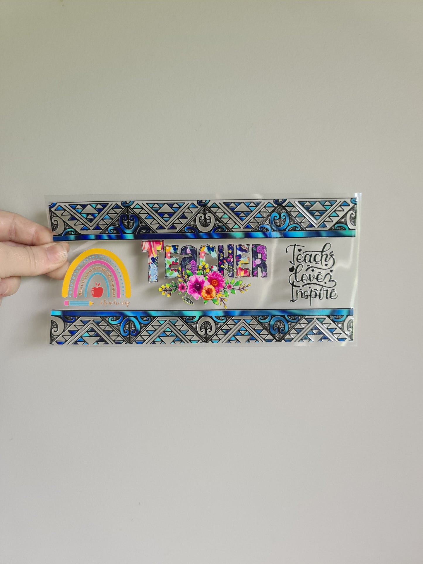 TEACHER AND KAIAKO dtf transfer Maori design 23cmx11cm 16oz wrap #1449