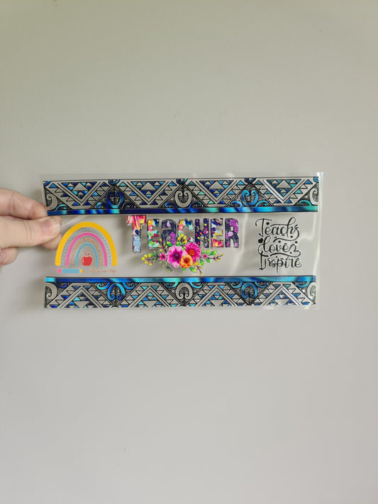 TEACHER AND KAIAKO dtf transfer Maori design 23cmx11cm 16oz wrap #1449