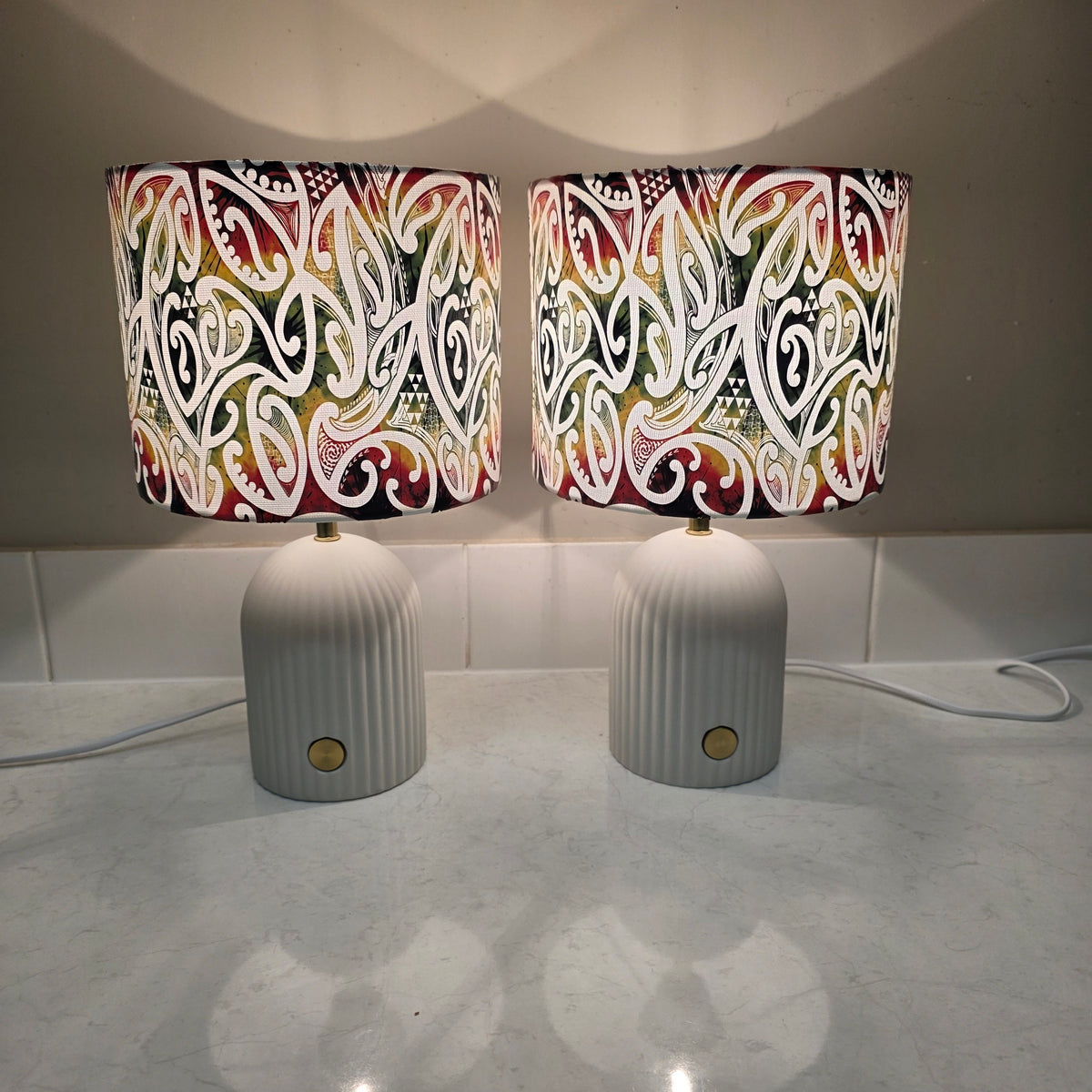 Maori design touch lamp - set 2 lamps rasta colour's