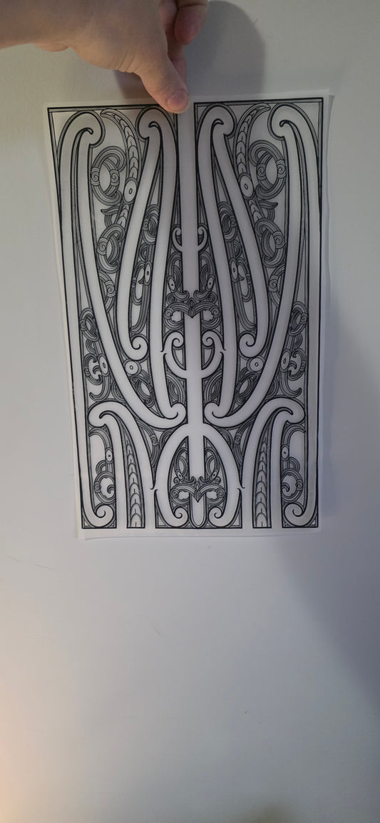 Maori design Iron on DTF 30cm for clothing