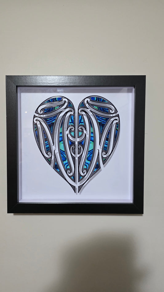 Aroha Maori inspired Wall art  - black frame