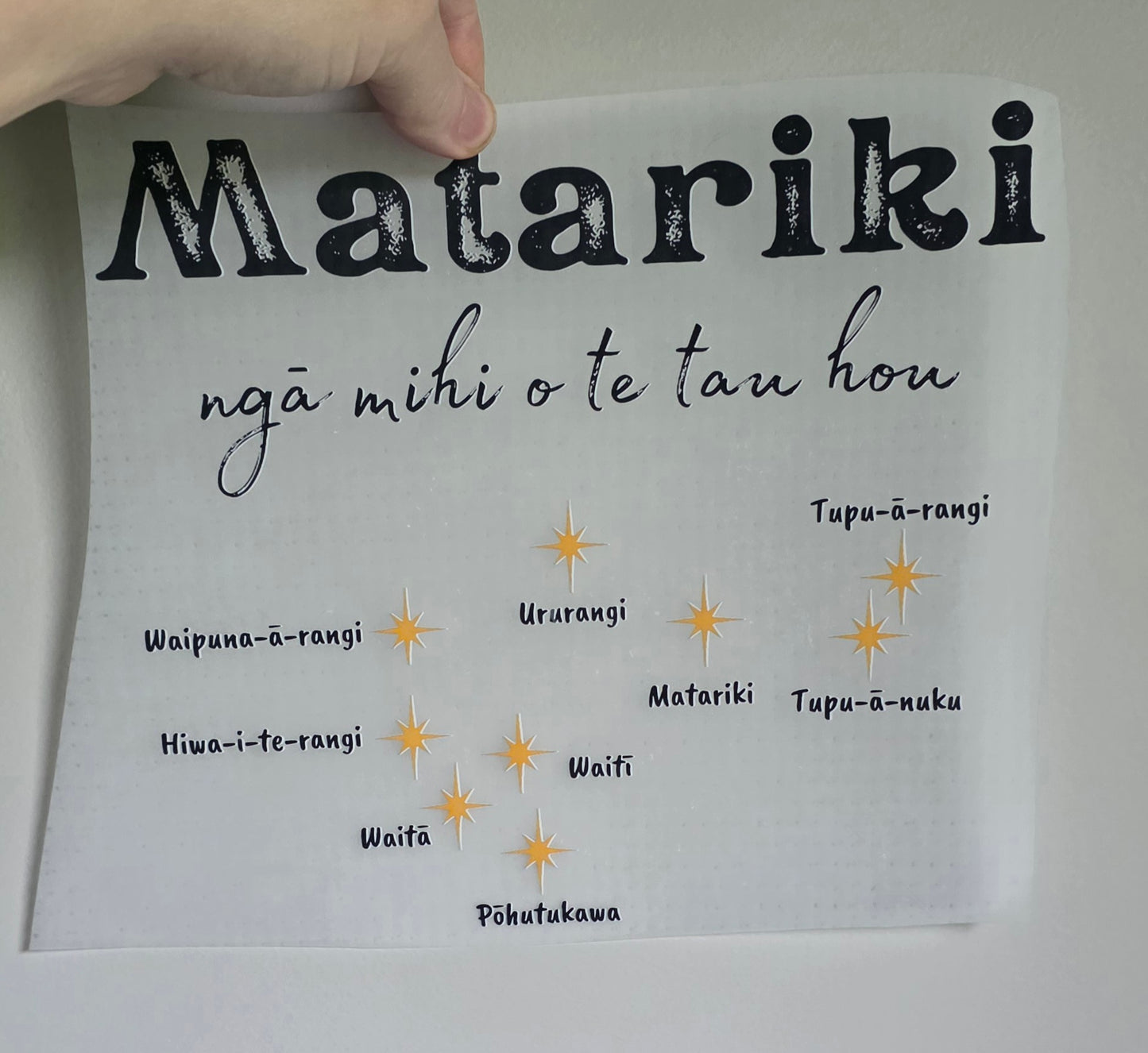 Maori design Iron on DTF 30cm for clothing - Matariki designs