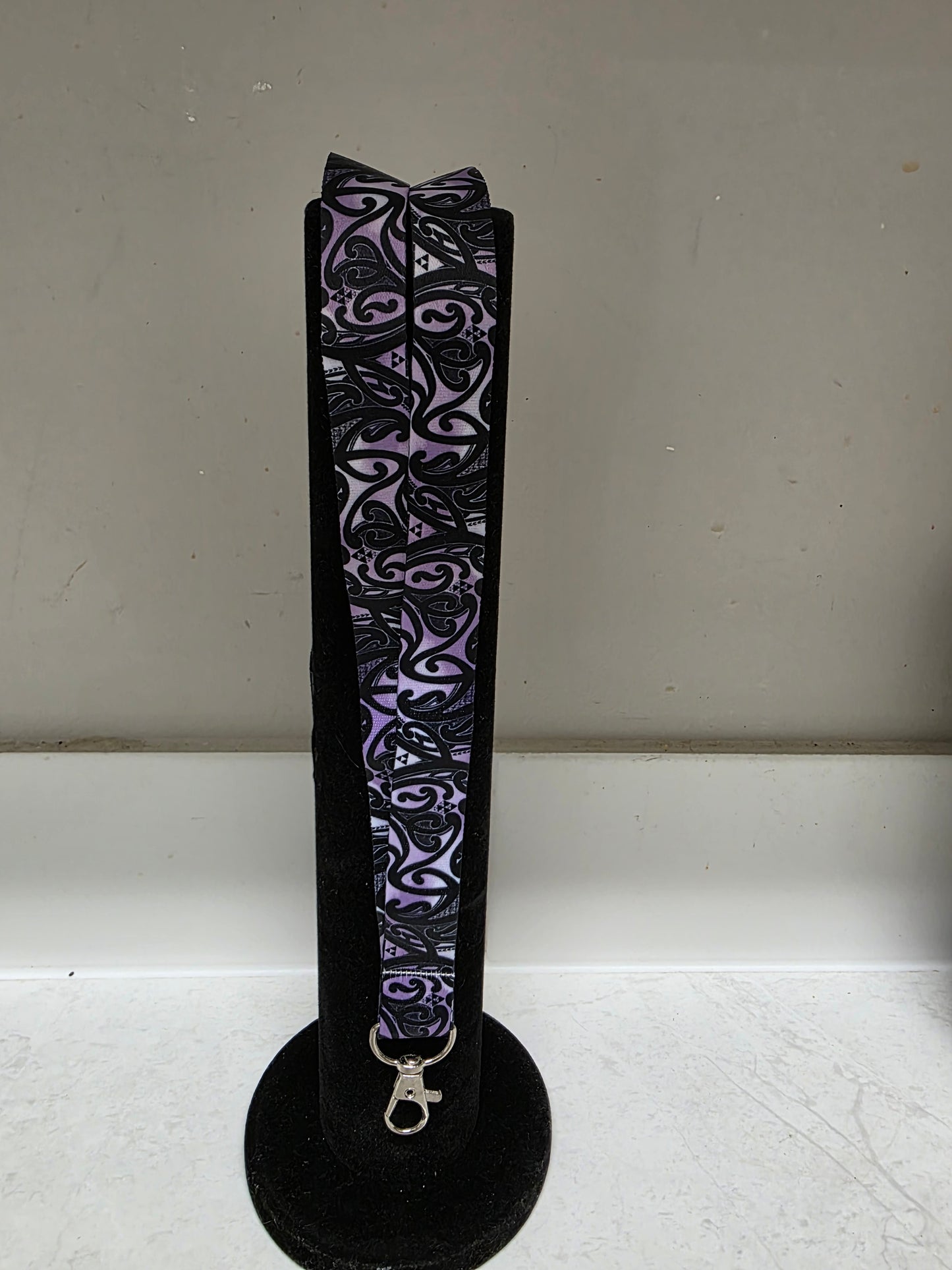 Maori design lanyard - purple and black