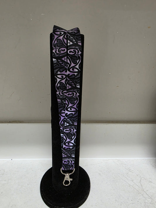 Maori design lanyard - purple and black