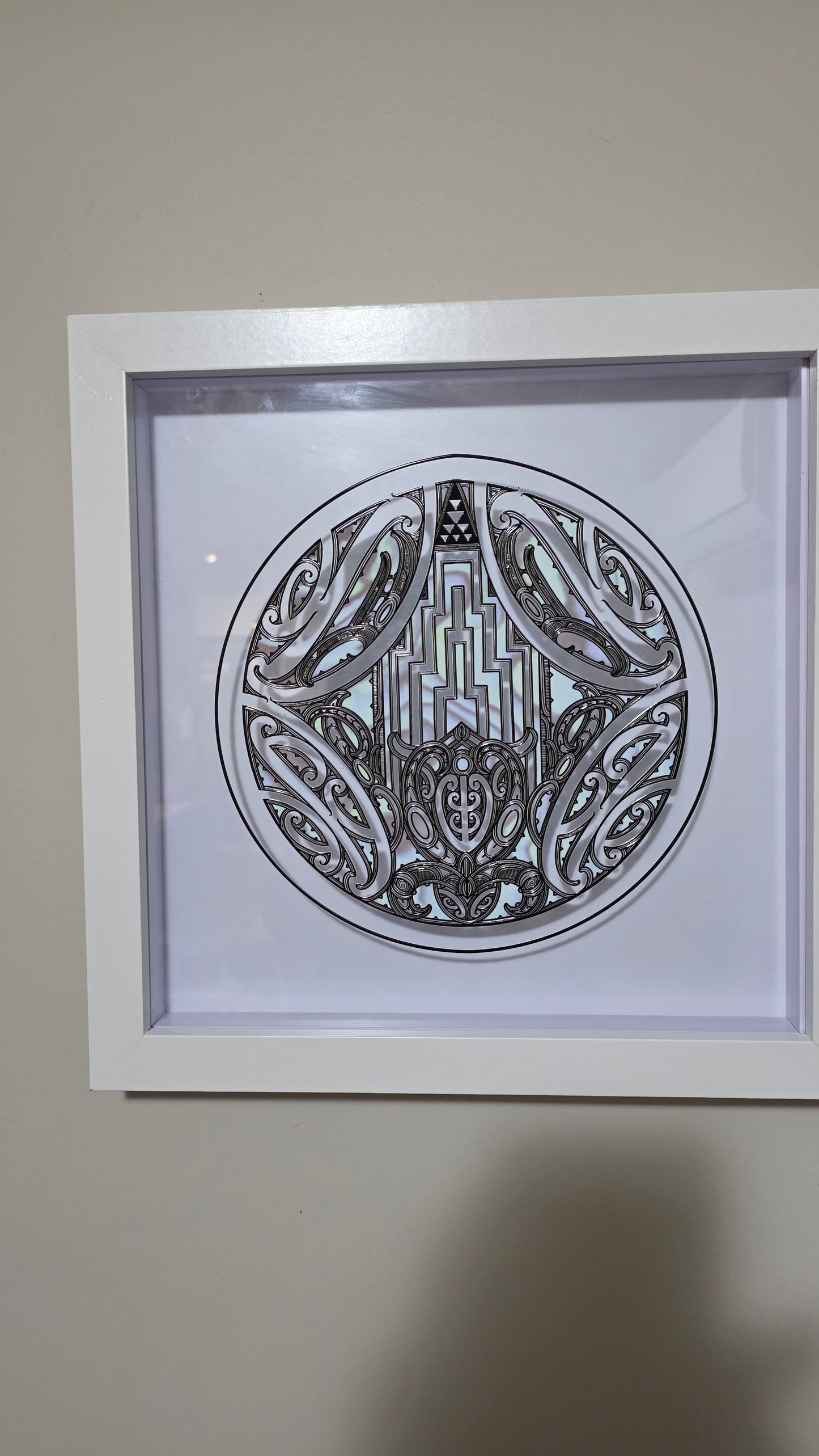 Maori inspired Wall art  - white frame