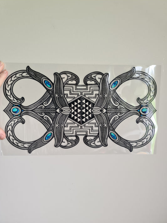 XXL UV DTF DECAL MAORI DESIGN 40CMX23CM Window decal