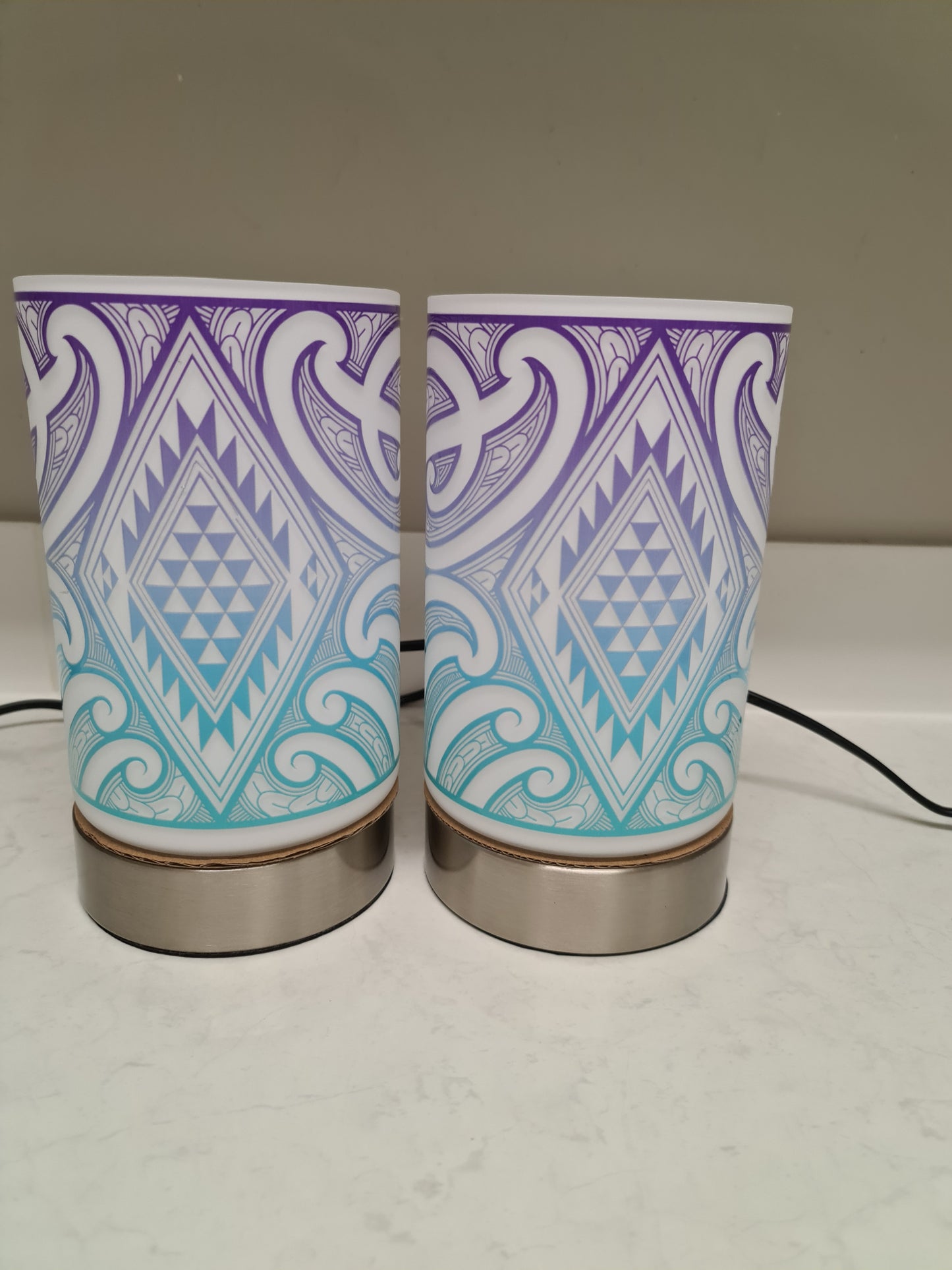 Maori design touch lamp - set 2 lamps Purple/blue (pre-order)