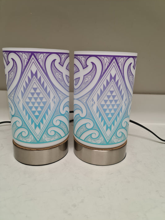 Maori design touch lamp - set 2 lamps Purple/blue (pre-order)