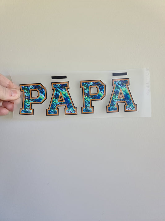 Sublimation custom Maori design Iron on 21cm Papa
