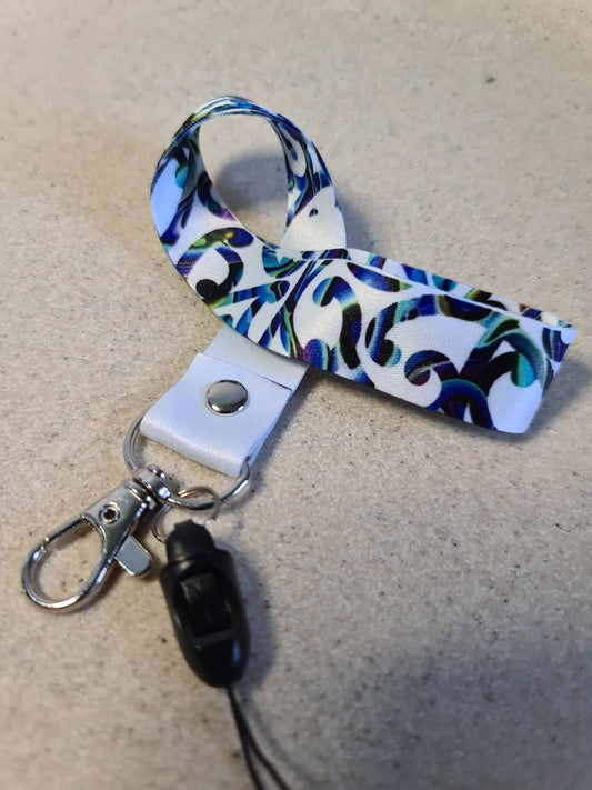 Custom Maori design lanyard short Paua koru