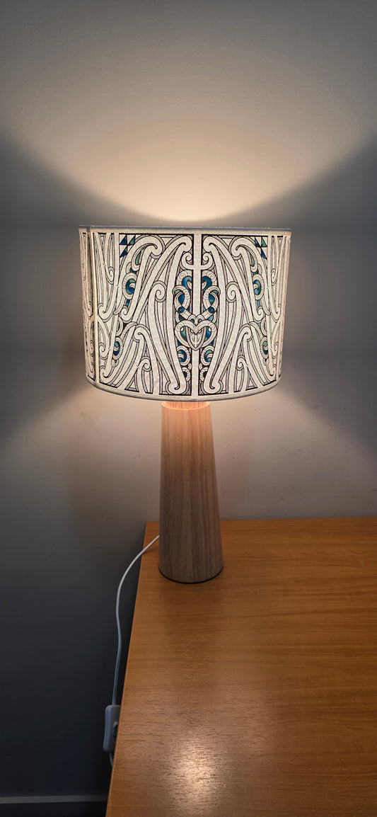 Maori Design table lamp - Black/Paua wooden base  (single)