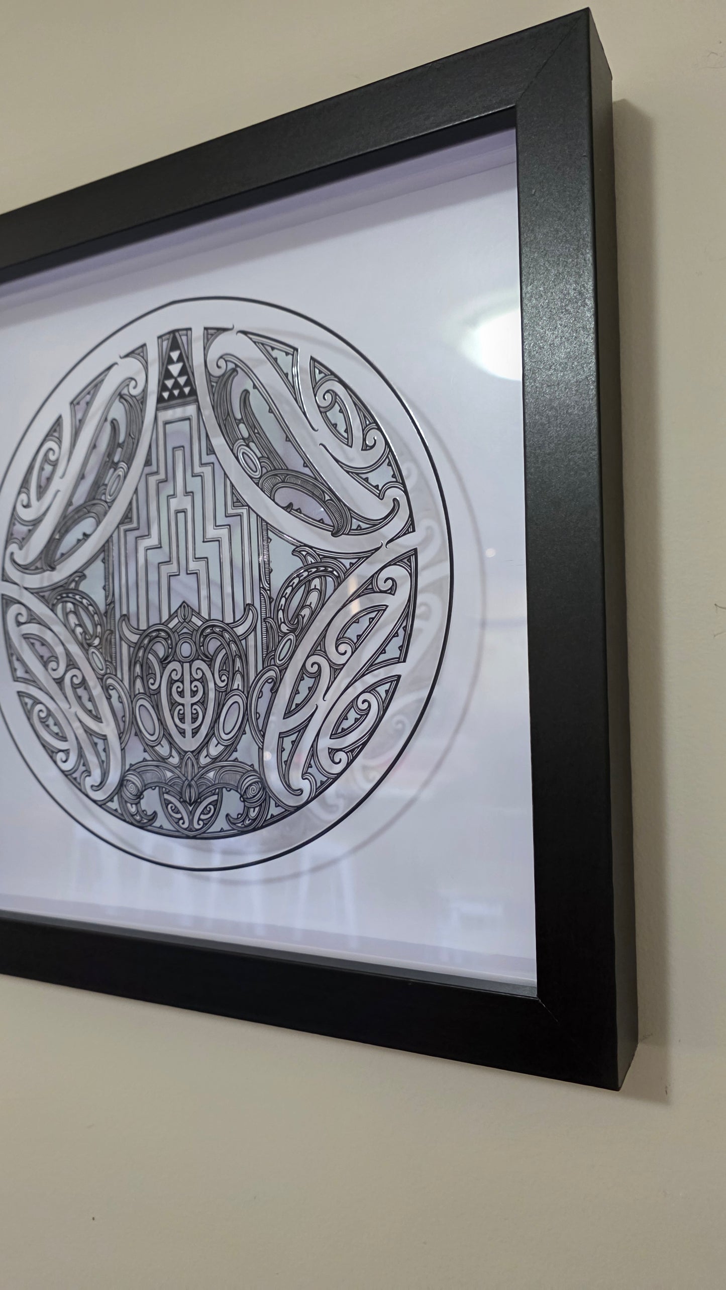 Maori inspired Wall art  - black frame