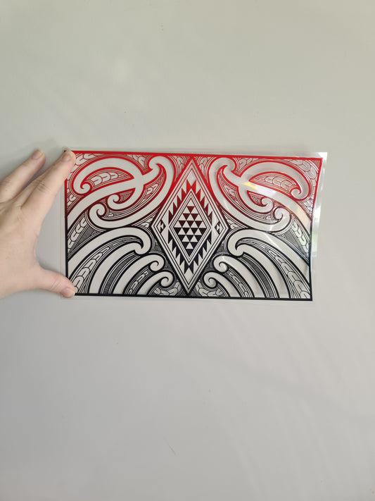 XL UV DTF DECAL MAORI DESIGN 28CMX17CM red/black #10