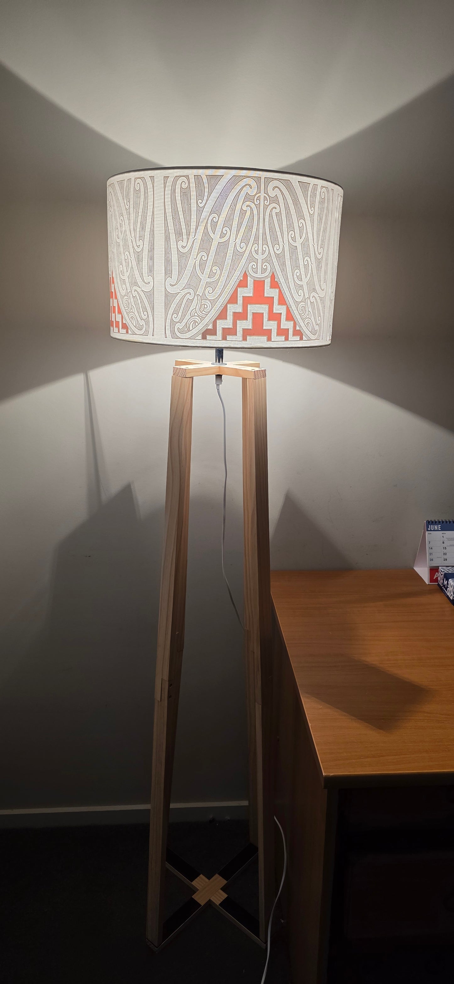Maori Design Floor Lamp - white/ red - IN STOCK