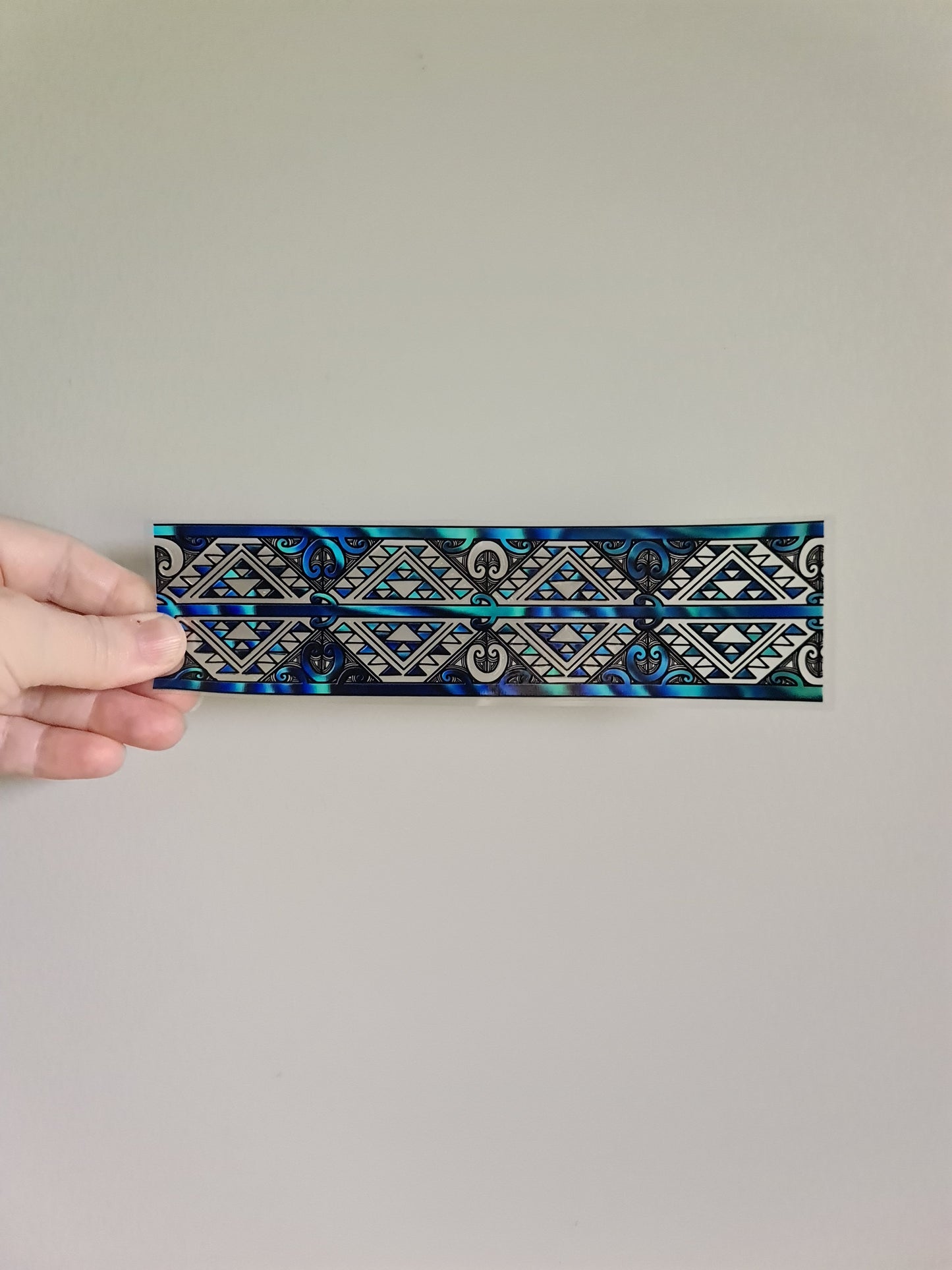 UV dtf transfer Maori design Paua blue band 23cmx5cm 16oz wrap #1279