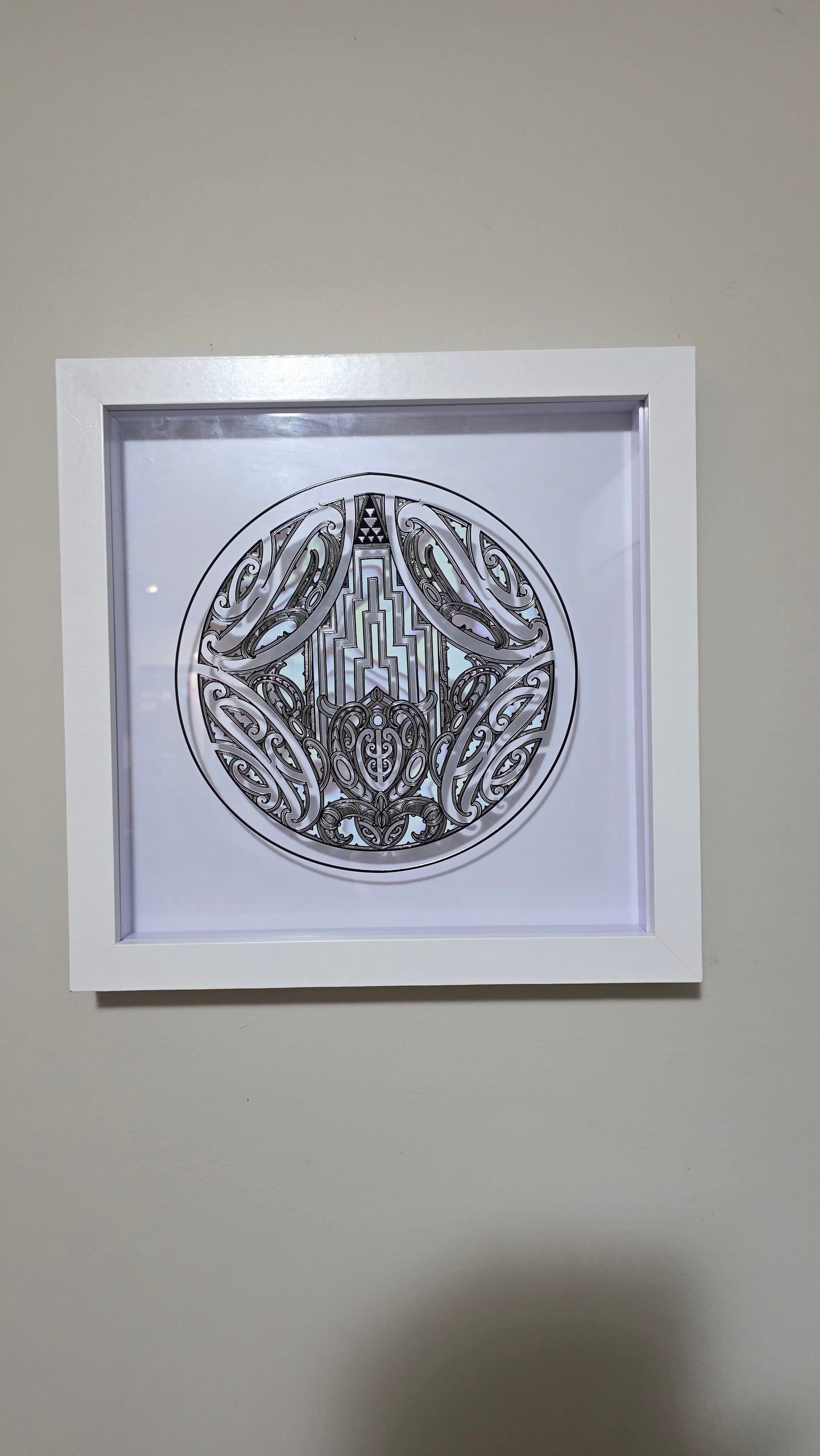 Maori inspired Wall art  - white frame