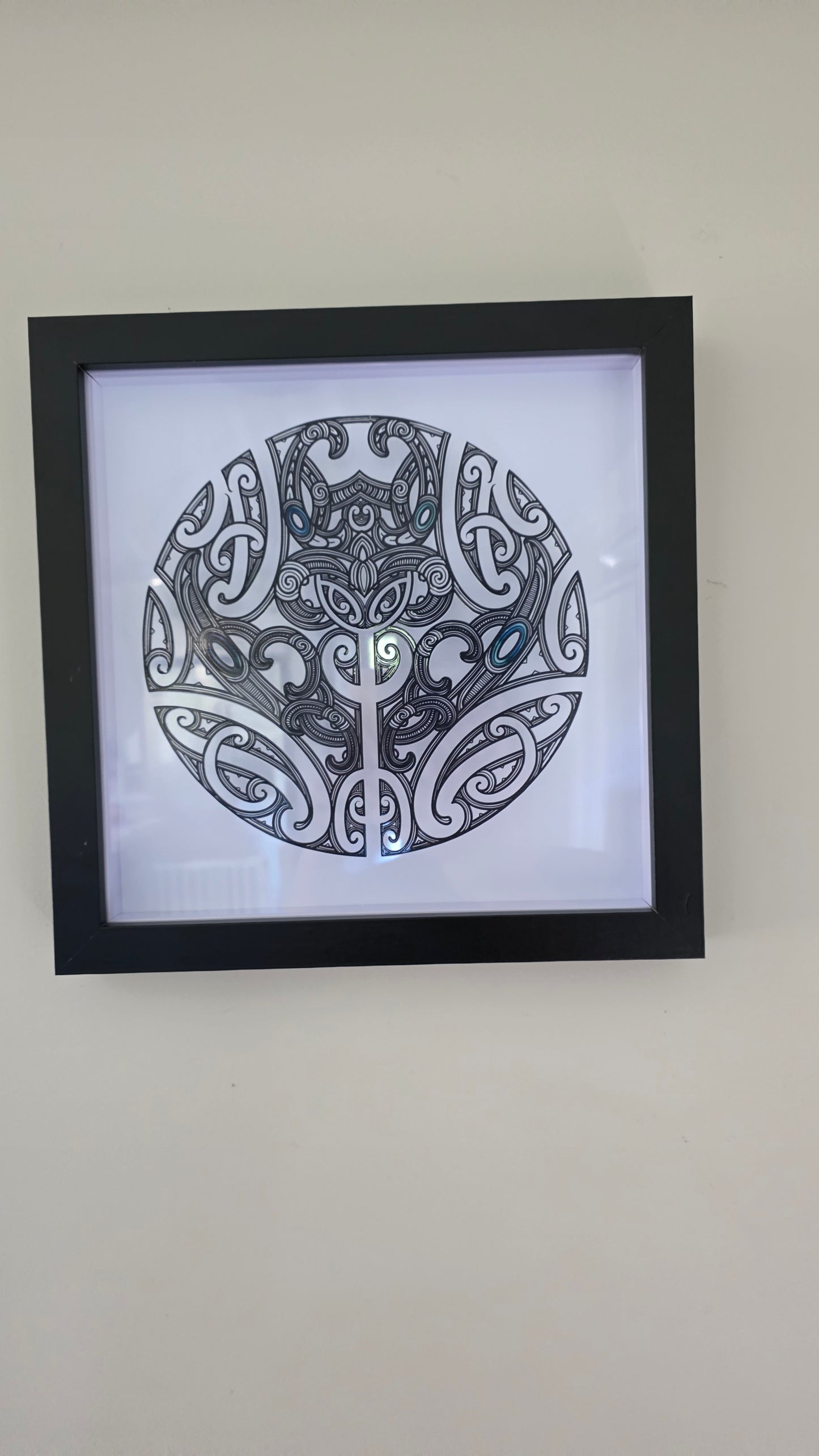 Maori inspired Wall art  - black frame