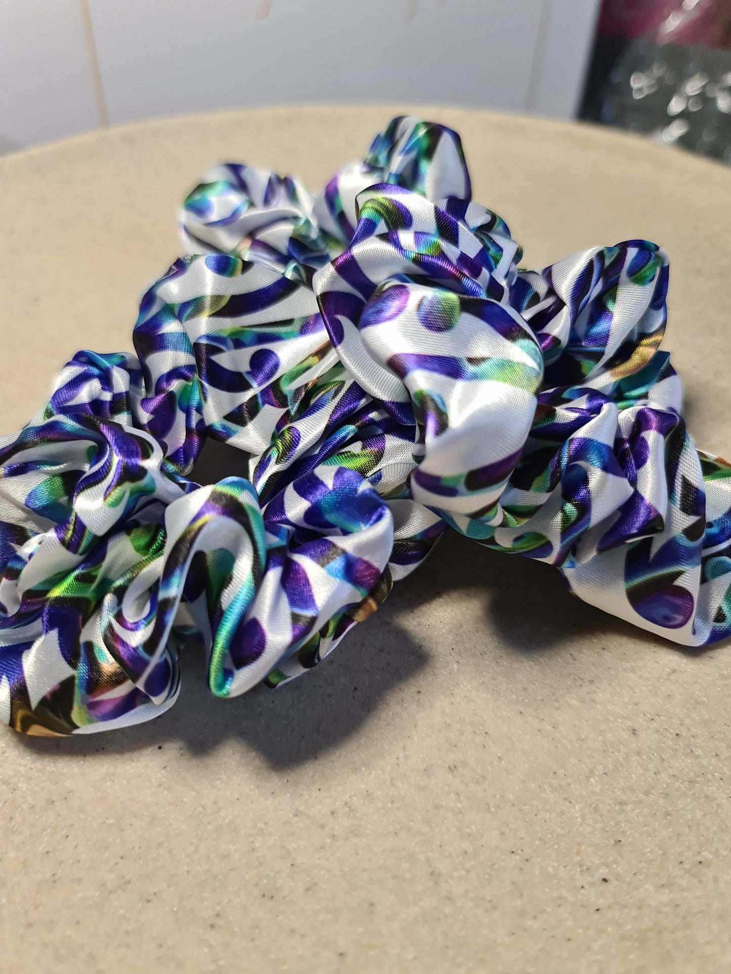 Maori design scrunchie - Paua Koru 5 x pack