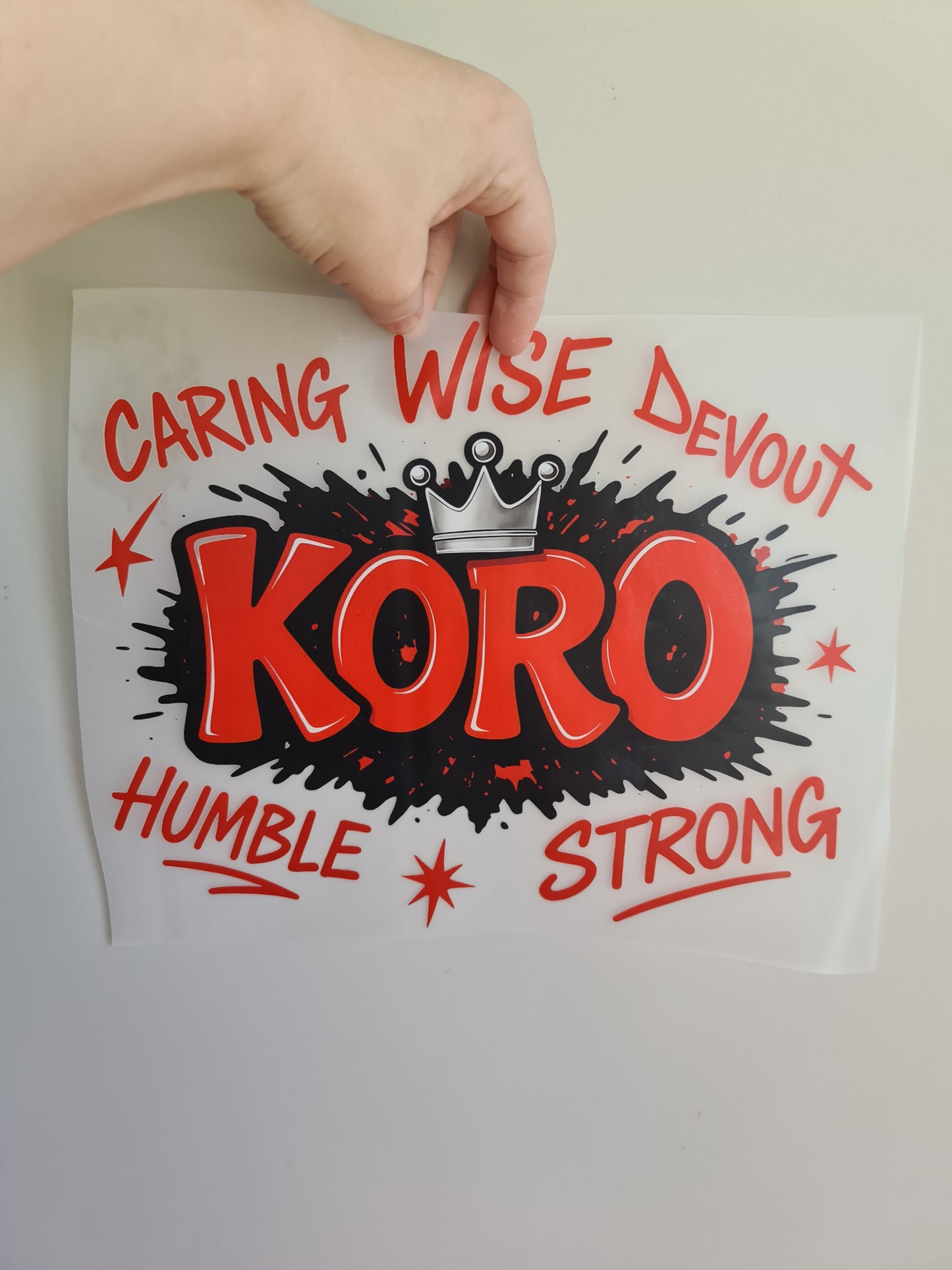 Sublimation custom Maori design Iron on 30cm Koro red