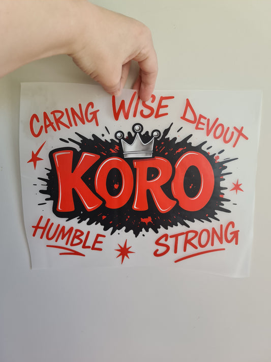 Sublimation custom Maori design Iron on 30cm Koro red