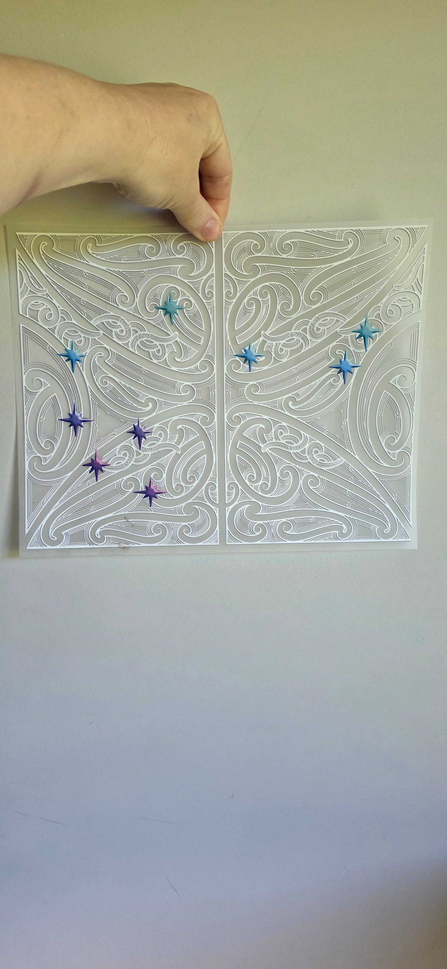Maori design Iron-on for clothing 30cm - white
