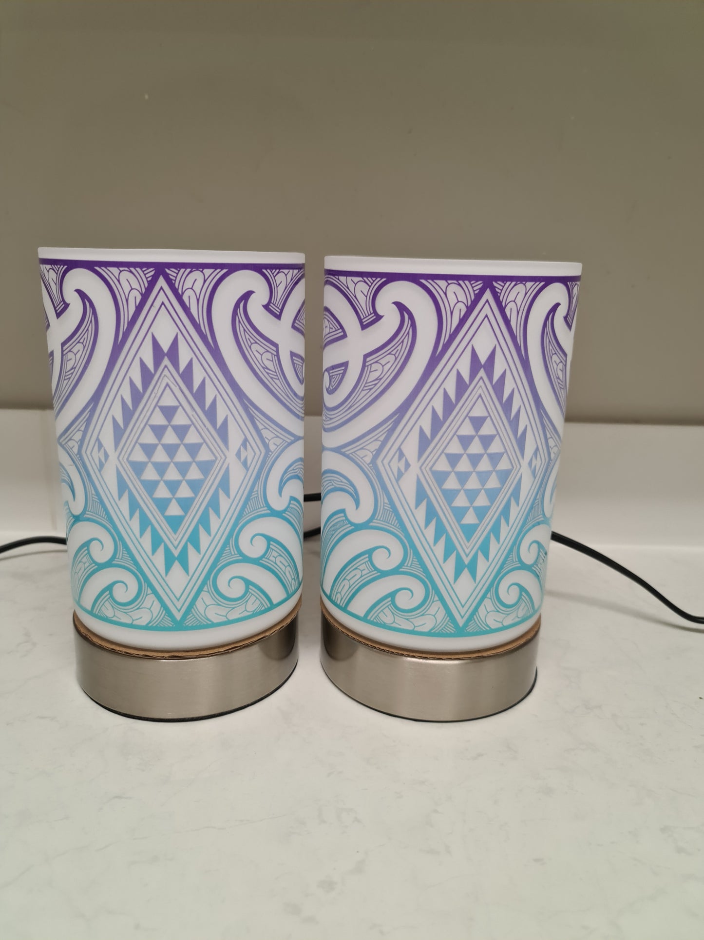 Maori design touch lamp - set 2 lamps Purple/blue (pre-order)