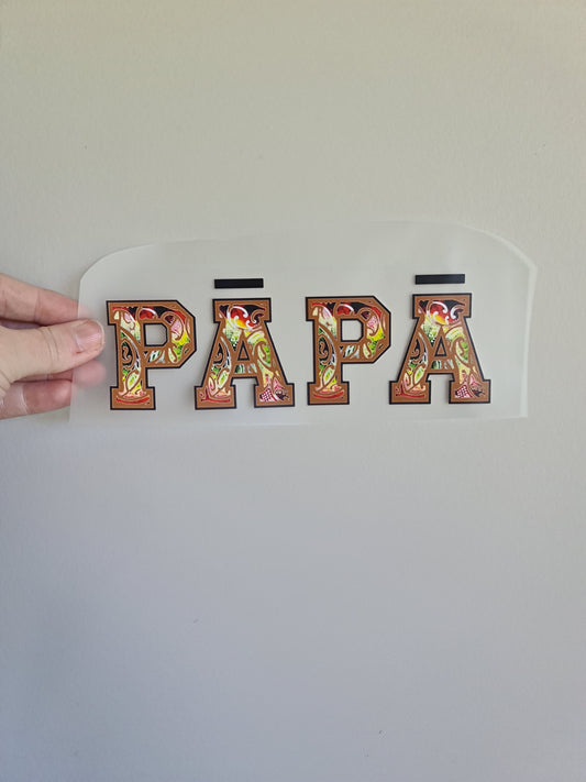 Sublimation custom Maori design Iron on 21cm Papa