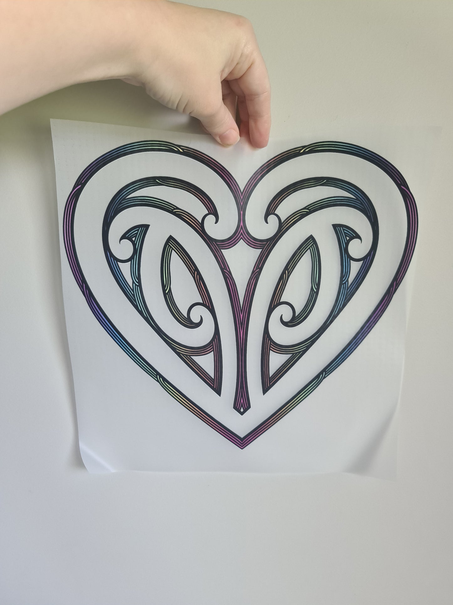 Sublimation custom Maori design Iron on 30cm heart