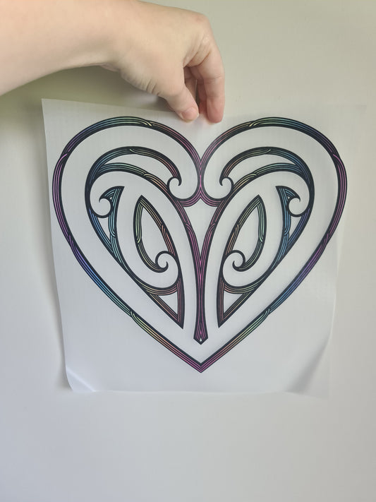 Sublimation custom Maori design Iron on 30cm heart
