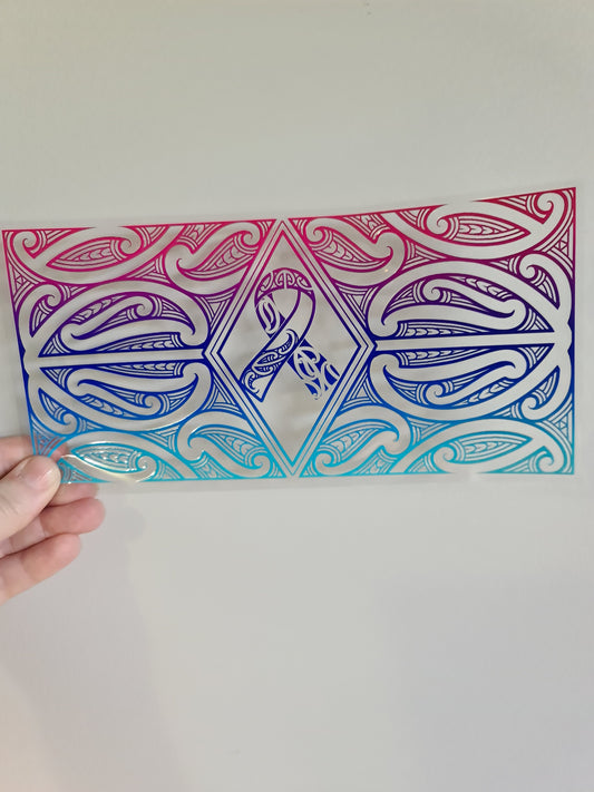 UV dtf Maori design 23cmx11cm 16oz wrap #922 cancer ribbon