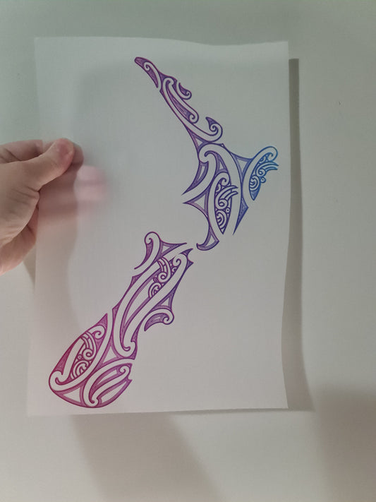 Sublimation custom Maori design Iron on 30cm