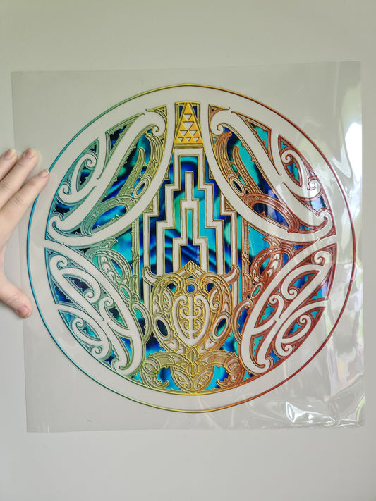 XXL UV DTF DECAL MAORI DESIGN 38CM round Window decal
