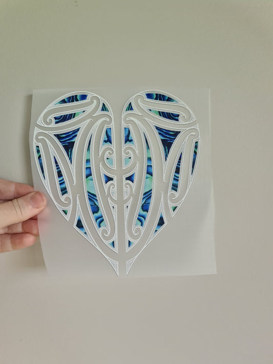 Kids clothing Sublimation custom Maori design Iron on HTV 23cm white heart