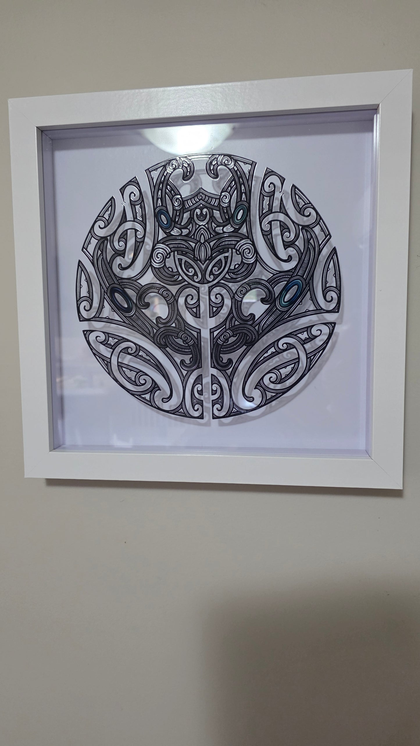 Maori inspired Wall art  - white frame
