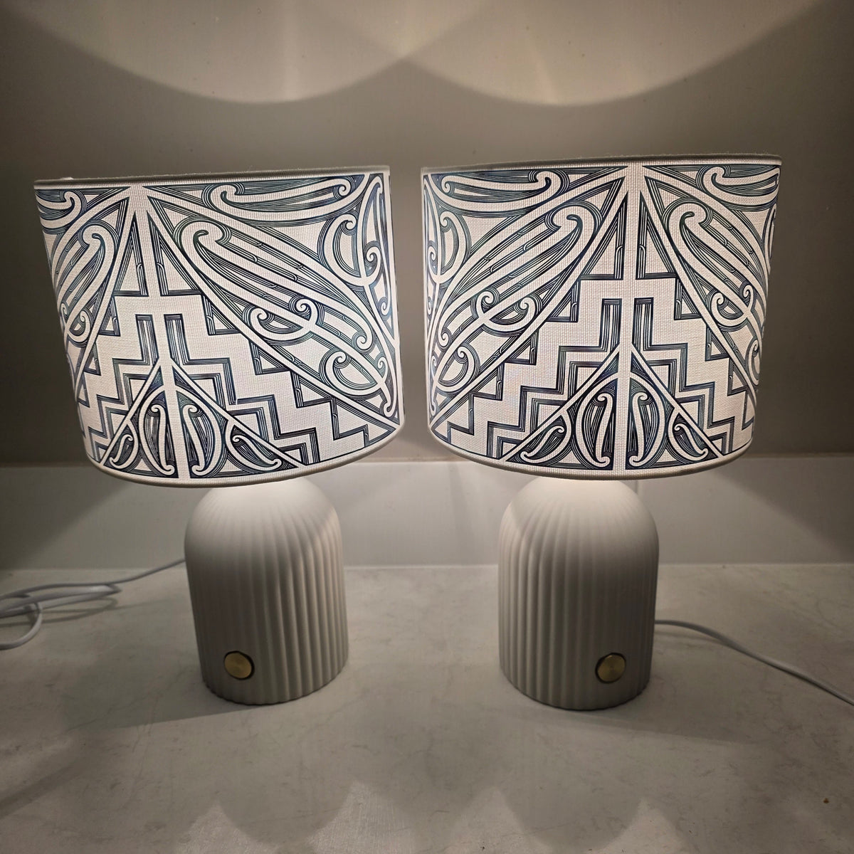 Maori design touch lamp - set 2 lamps paua