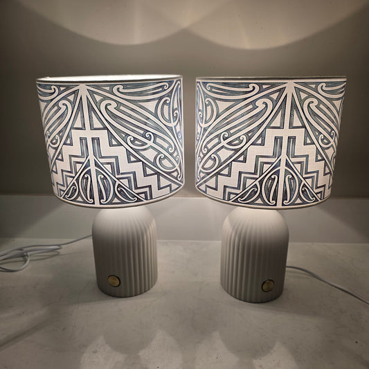 Maori design touch lamp - set 2 lamps paua