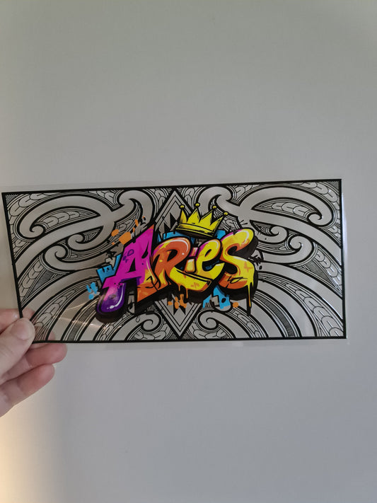 UV dtf Maori design 23cmx11cm 16oz wrap #1015 Aries