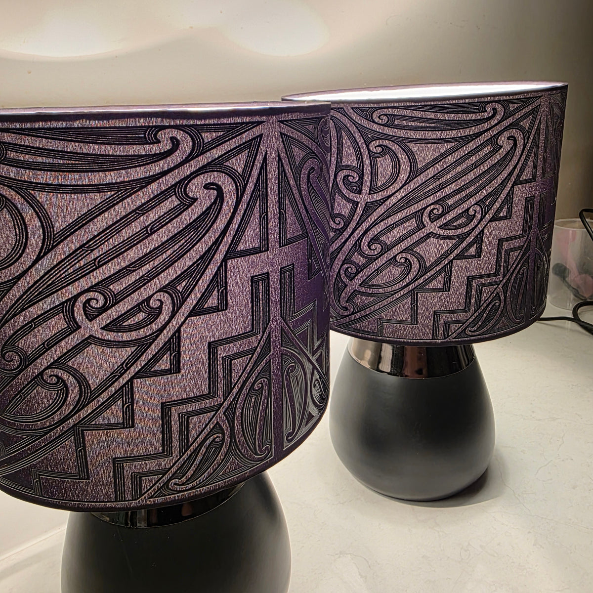 Maori design Black touch lamp - set 2 lamps