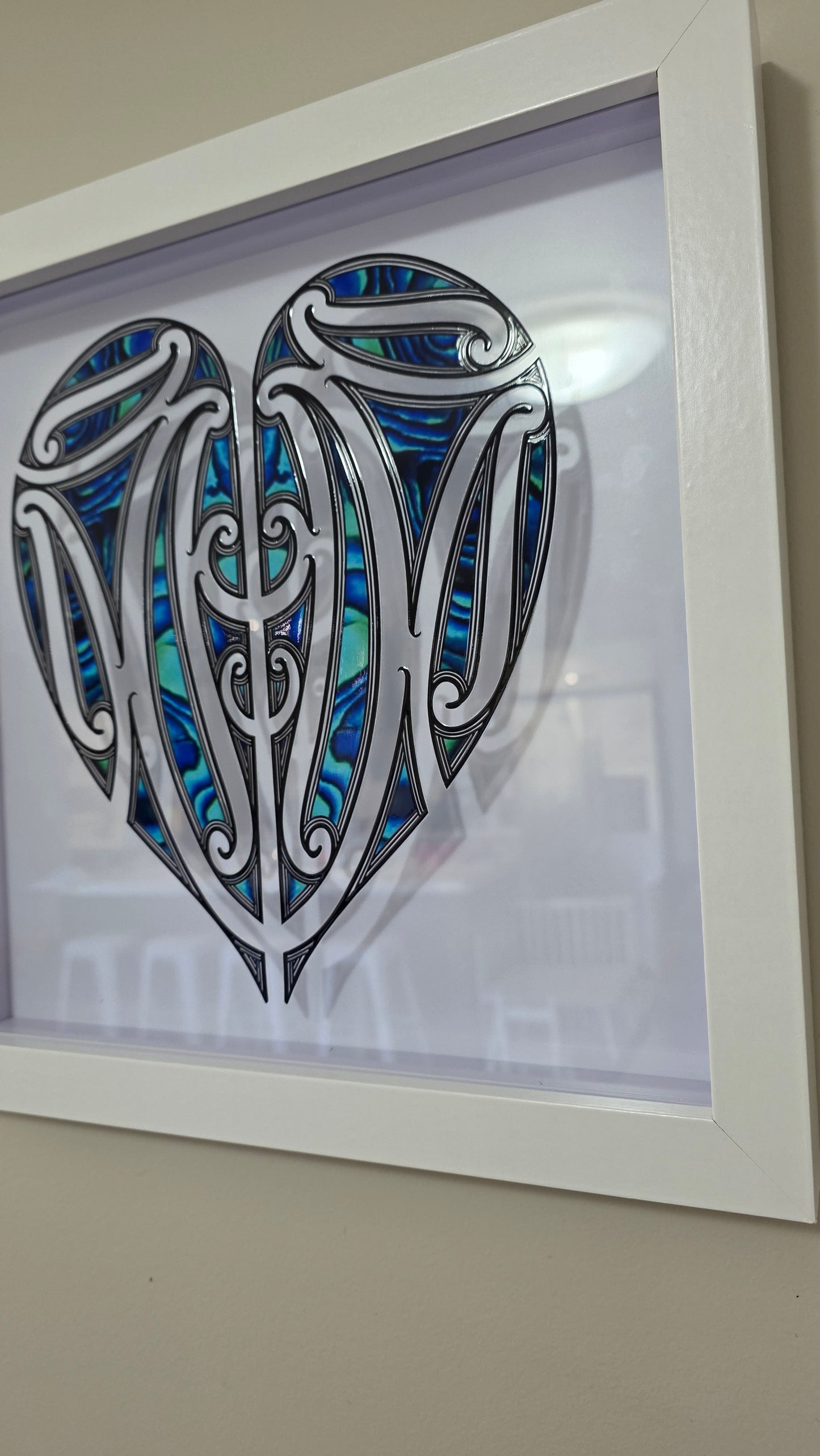 Aroha Maori inspired Wall art  - white frame