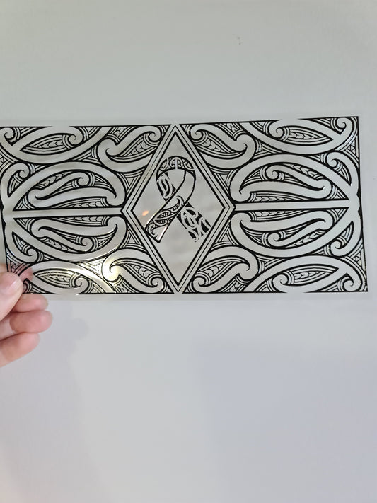 UV dtf Maori design 23cmx11cm 16oz wrap #917 cancer ribbon