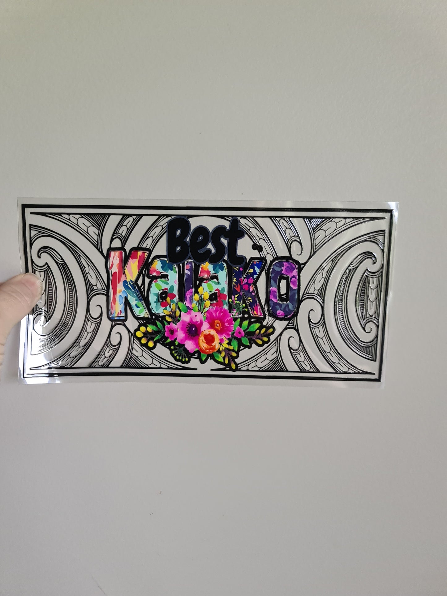 TEACHER AND KAIAKO dtf transfer Maori design 23cmx11cm 16oz wrap #1455