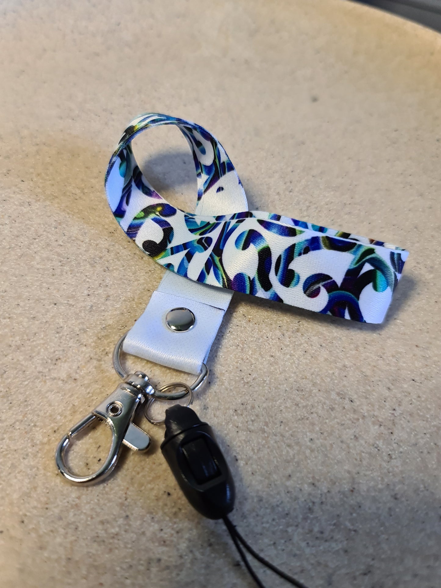 Custom Maori design lanyard short Paua koru